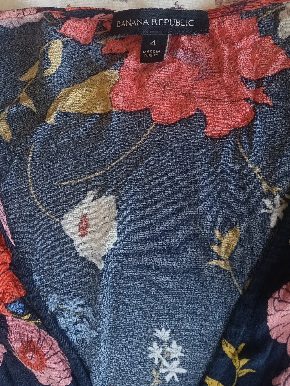 Banana Republic Navy Maxi Dress with Red Floral Print